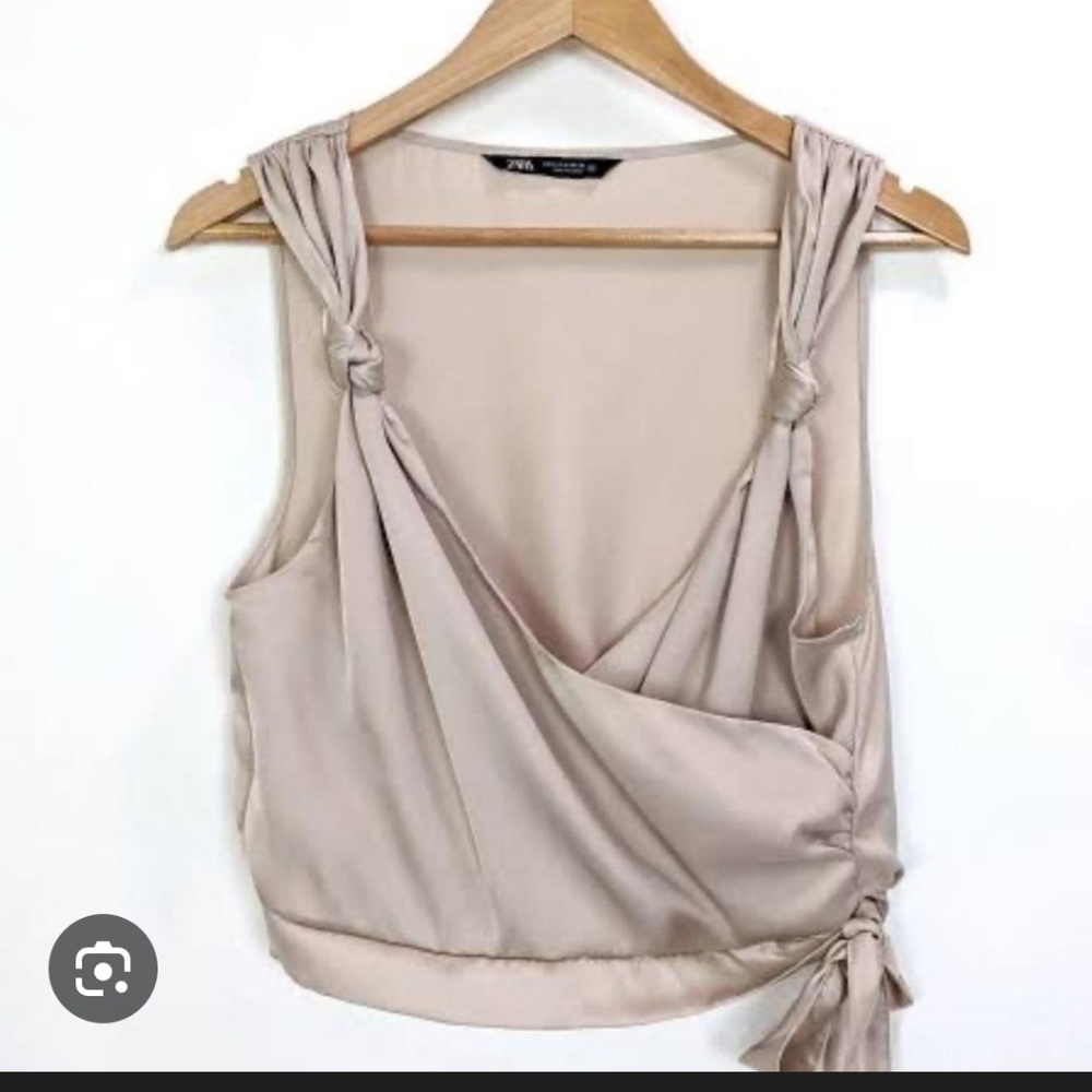 Zara Cream Wrap Blouse